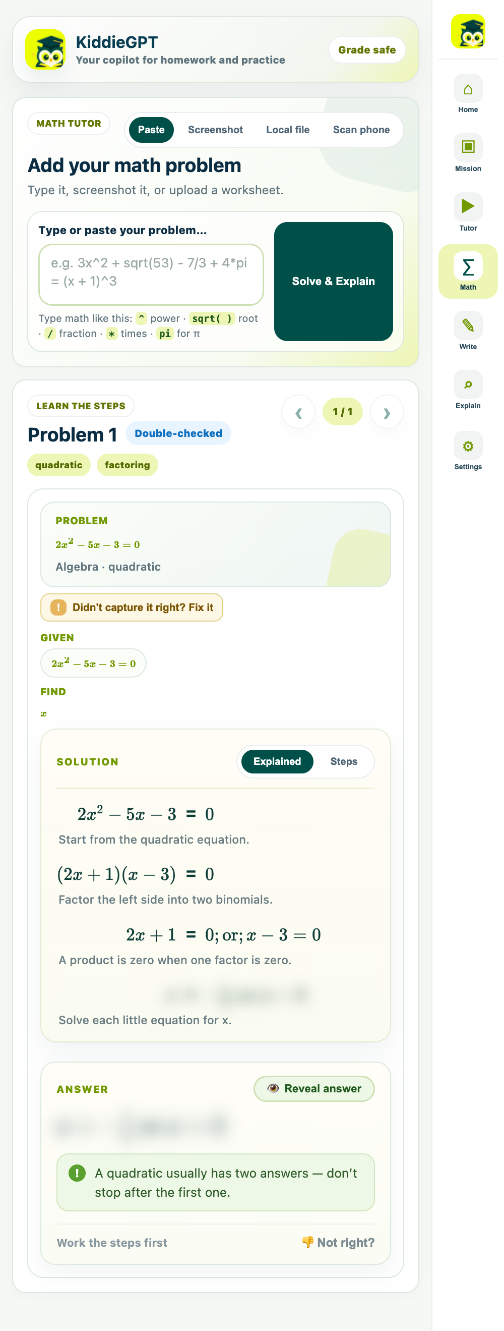 A math problem explained step by step